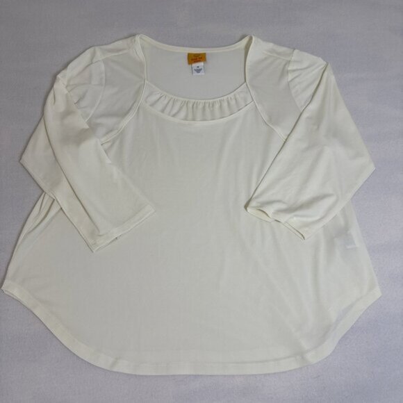 RUBY RD. 3/4 Sleeve Top, Shirt, Blouse, Plus Size 1X Cream - Picture 1 of 8